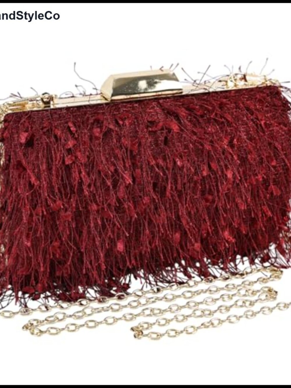 Fluffy Feather Evening Clutch Crossbody Bag with Detachable Chains